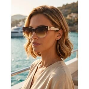 New BUGATTI 48L BNE Women's Brown Gradient Cat-Eye Sunglasses Authentic